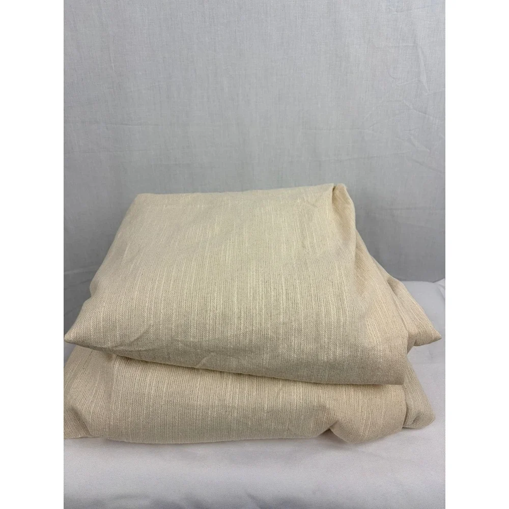 Brooks Brothers Beige Textured Cotton Lined Curtain Panels Back Tab Neutral 2pc